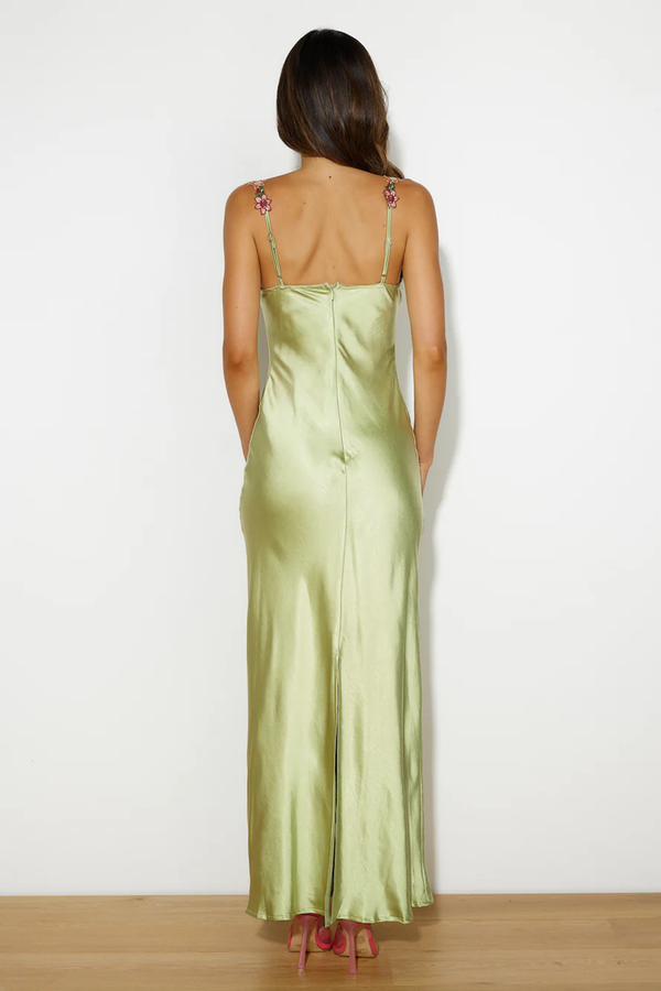 French Countryside Satin Maxi Dress