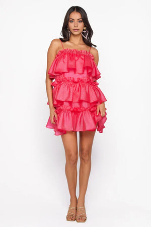 Champagne Towers Mini Dress Hot Pink