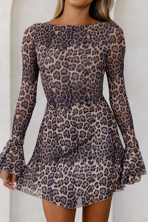 Exotic Edge Long Sleeve Mesh Mini Dress