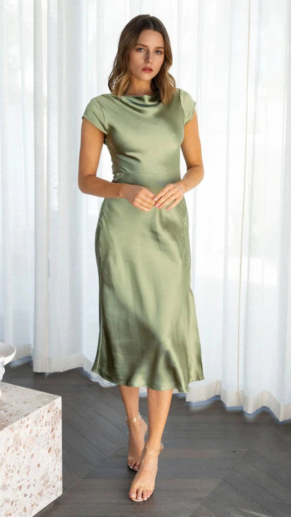 Get In Formation Satin Midi Dress